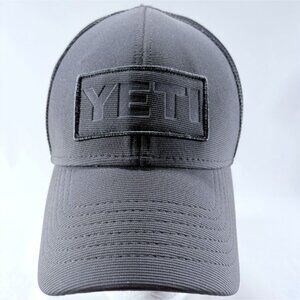 YETI Gray Mesh Back Strapback Trucker Baseball Cap Hat *Read